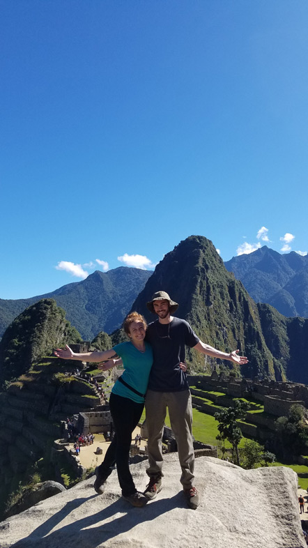 Emily and I overlooking Machu Picchu.