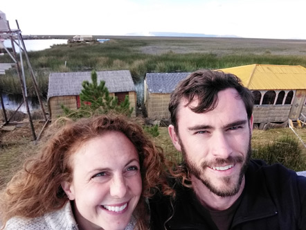 Emily and I in front of the sea of reeds on Lake Titicaca.