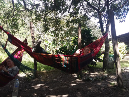 Emily relaxing in her hammock.