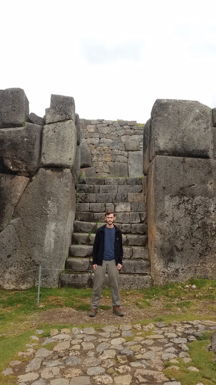 Huge stone entryway. Richard for scale.