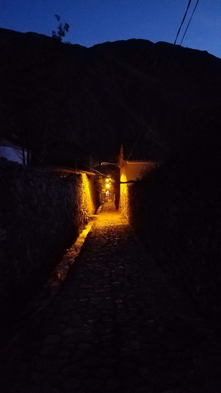 Ollantaytambo at night.