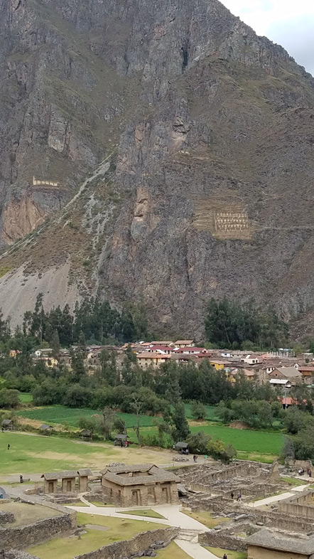 The carved face of the creator god Viracocha on the side of Pincuiluna Mountain.